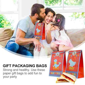 1 Комплект для тематической вечеринки в цирке, сумка для конфет, сумка-тоут, подарочный пакет (12 пакетов + 18 наклеек)