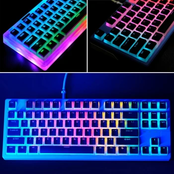 1 комплект клавишных колпачков Double Shot PBT 129 клавиш с подсветкой OEM для механической клавиатуры RGB Черного и белого цвета
