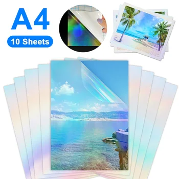 10 Листов Прозрачной голографической пленки для холодного ламинирования, Самоклеящаяся бумажная пленка формата А4, упаковка 
