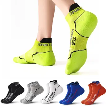 10 Пар / лот, мужские спортивные носки, хлопковые Тонкие носки для фитнеса, Яркие цветные носки для бега, Дышащие сетчатые спортивные носки с низким вырезом для мужчин