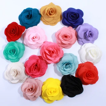10ШТ 7 см Модные цветы из мешковины для украшения платья, розетка, цветок розы ручной работы для девочек, повязка на голову, выберите цвет