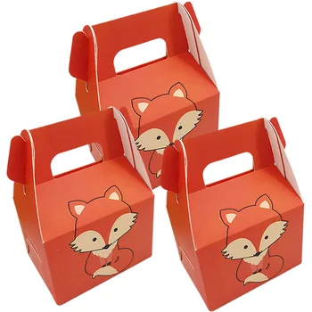 10шт Бумажных пакетов для подарков на День рождения лесного животного Лисы, Пакетики для конфет, принадлежности для украшения детского душа, Оранжевый