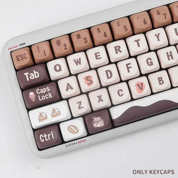 136 Клавиш MOA Profile Keycaps Шоколадно-Кофейная Тема Сублимация Красителя PBT DIY Key Caps Kit для Переключателей Mx Механическая Клавиатура