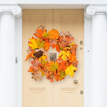 14-дюймовый искусственный осенний венок, венок на День Благодарения за урожай, для украшения входной двери на Хэллоуин