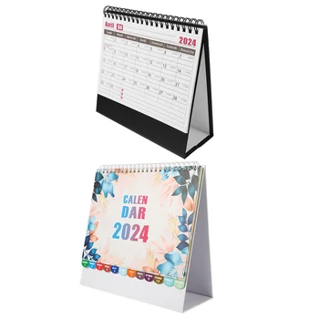2 Шт Настольный Календарь на 2024 Год, Стоящий На Рабочем Столе, Декоративный Обратный Отсчет, Украшающий Флип-Маленький Железный Офис