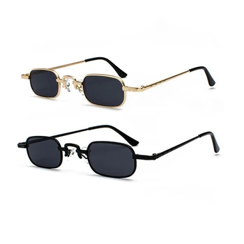 2 шт Ретро-панк-очки Прозрачные квадратные солнцезащитные очки женские Ретро-солнцезащитные очки мужские в металлической оправе - золотой и черный