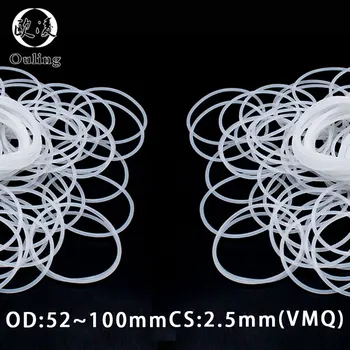 2 шт./лот Белое силиконовое кольцо VMQ CS2.5mm Oring OD52/55/56/58/60/65/70/75/80/90/ резиновое уплотнительное кольцо толщиной 100 мм, Уплотнительная прокладка, шайба
