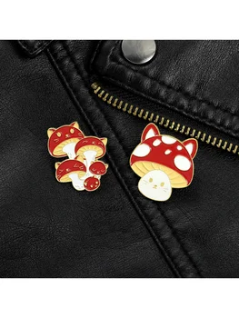 2 штуки женских металлических значков креативной и милой серии mushroom для повседневной носки, сумок, аксессуаров и брошей
