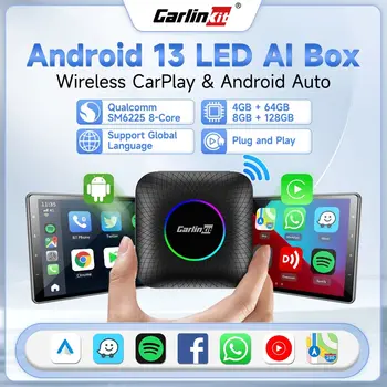 2023 CarPlay TV Box Android Auto Wireless Apple Carplay Adapter Новый Android 13 SM6225 8 128G Smart Box Для Netflix Spotify Iptv