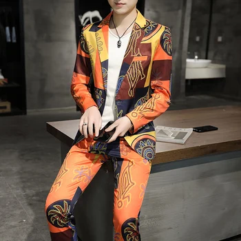 2023 Весенне-осенний Новый мужской повседневный комплект (костюм + брюки) Из двух предметов, Молодой Красивый Корейский вариант, тонкий комплект из двух предметов