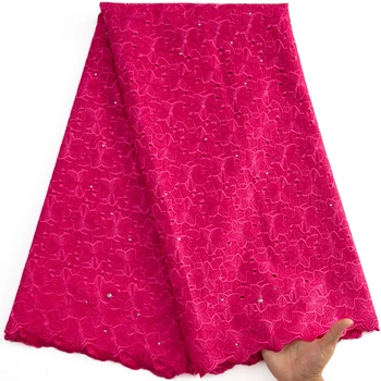 2023 Высококачественная Нигерийская Хлопчатобумажная Кружевная Ткань с Вышивкой Камнем Дубай Африканская Кружевная Ткань для Женщин Элегантное Платье Sew A3538