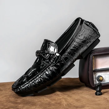 2023 Модная Новая Обувь Мужская Противоскользящая обувь Из натуральной Кожи На плоской подошве Повседневная Обувь На плоской подошве С одним Шагом Мужская Обувь Для вождения