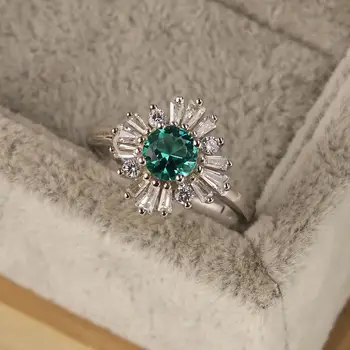 2023 Модное Новое серебряное женское кольцо S925 с геометрическим рисунком, Зеленое выдалбливаемое кольцо европейского и американского дизайна, Маленькое свежее кольцо