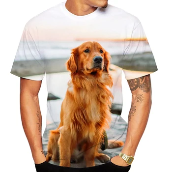 2023 Мужская и женская Летняя футболка Унисекс с 3D принтом Собаки, Лабрадор Ретривер, футболка с 3D принтом, Дышащая и удобная Мягкая футболка