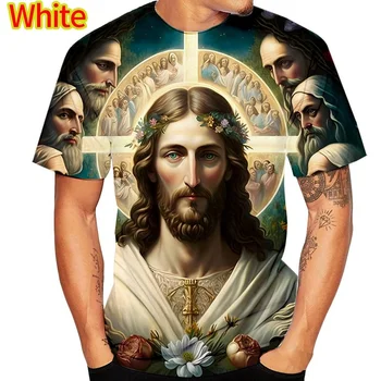 2023 Новая Модная футболка с 3D принтом Иисуса, мужская / Женская Повседневная футболка с коротким рукавом
