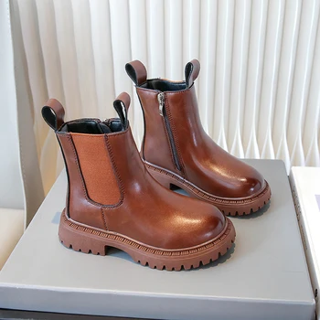 2023 Новая зимняя детская обувь из искусственной кожи, водонепроницаемые ботинки Tide, детские зимние ботинки, брендовые резиновые сапоги для девочек и мальчиков, модные кроссовки