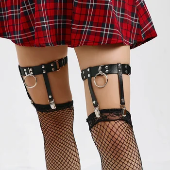 2023 Новая металлическая пряжка, женские крутые подвесные носки в стиле Circle Punk, Кожаные Y2K, Кольцо для ног Spicy Girl, подвязка