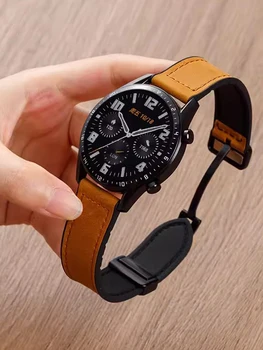 20мм 22мм Магнитный Кожаный ремешок для часов Huawei Watch GT4 46мм, Ремешок для Huawei Watch 4 GT3 GT2 GT 2Pro GT 3Pro Новый Браслет