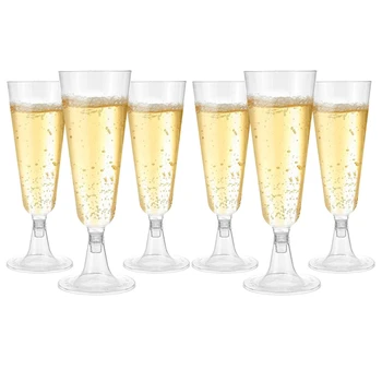 24шт Одноразовый бокал для шампанского Пластиковый тестовый бокал Бокал для шампанского коктейльный бокал 4,7 унции (150 мл)