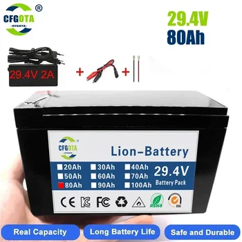29,4 V 7S4P 80000mAh литиевая батарея высокой мощности 50Ah 18650 с BMS 29,4 v электрическая велосипедная батарея для различных инструментов + зарядное устройство