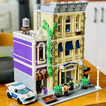 2923 детали Police Station City StreetView Совместим с 10278 модульными строительными блоками MOC, кирпичами, игрушками, подарками на день рождения и Рождество