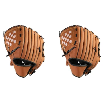 2X Спортивная бейсбольная перчатка для занятий софтболом на открытом воздухе, правая рука для тренировки взрослых мужчин и женщин, коричневая, 12,5 дюймов