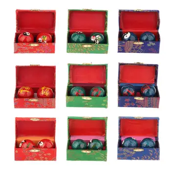 2x Массажные шарики с коробкой для хранения Подарочный массажер для ловкости пальцев Baoding Balls Китайские оздоровительные шарики для детей и людей среднего возраста