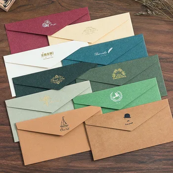 3шт B2/ B3 ретро-цвет, бронзирующий пустой внутренний бумажный конверт в западном стиле, утолщение из крафт-бумаги для деловых приглашений
