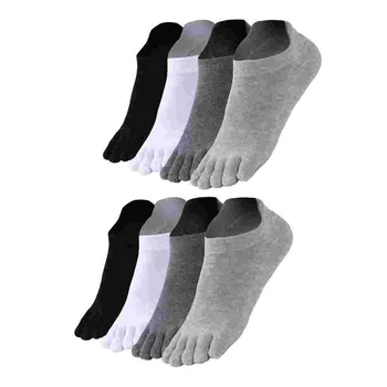 4 пары мужских коротких носков с пятью носками, простые носки с раздельным носком, однотонные носки