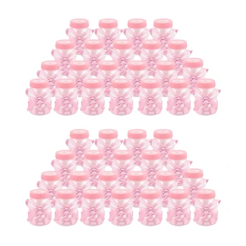 48 X детских бутылочек Мини-бутылочка для младенцев 4x9 см Горный хрусталь Розовый Медведь Подарок для девочки Крещение ребенка CNIM Hot