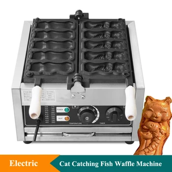 5 Шт Модель Cute Cat Catching Fish Shaped Waffle Machine Snack Cat Hugging Fish Taiyaki Waffle Machine Для Продажи
