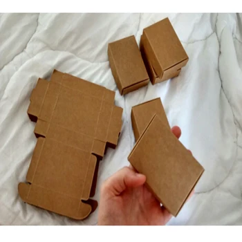 50 шт. Маленькая подарочная упаковочная коробка из крафт-бумаги, коробка конфет из крафт-картона ручной работы, персонализированная подарочная коробка из крафт-бумаги