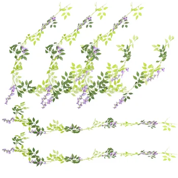 5шт Гирлянда из искусственных цветов Лоза глицинии Искусственные висячие цветы Растения Зелень Гирлянда из искусственных листьев