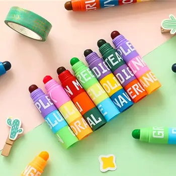 6-Цветная ручка-хайлайтер в стиле ретро для детей, флуоресцентная ручка для граффити, детские принадлежности для рисования, канцелярские принадлежности для студентов