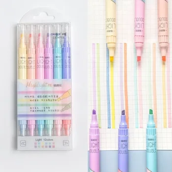 6шт 3 мм Двухсторонний двухцветный маркер, лайнер, Набор ручек для подсветки, Ручка для рисования, Краски, Офисные Школьные принадлежности