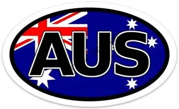AUS Код страны Австралии Овальная наклейка Флаг Австралии Виниловая наклейка Наклейка на окно Кузов Бампер Самоклеящаяся наклейка на автомобиль Декор