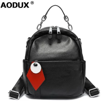 Aodux 100% Натуральная коровья кожа Черного, белого цвета, женский дизайнерский рюкзак Lady Girl, рюкзаки в стиле сумки-книжки из натуральной воловьей кожи с верхним слоем