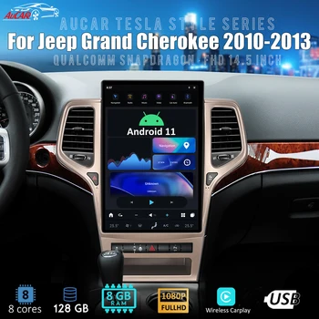 AuCar 14,5-дюймовое автомобильное радио в стиле Tesla Android 11 GPS Навигационное головное устройство для Jeep Grand Cherokee 2010-2013