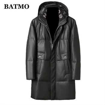 BATMO 2023 новое поступление, зимние мужские куртки с капюшоном на 90% белом утином пуху, пальто из натуральной кожи, большие размеры M-5XL 2019