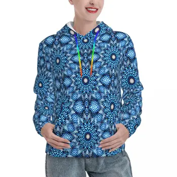 Blue Snowflake Essentials Толстовки Осенне-Рождественский принт Уличная одежда Рубашка с капюшоном Унисекс Современная Классическая толстовка Оверсайз