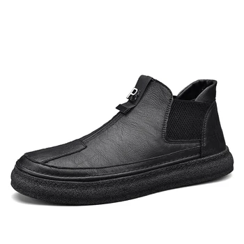 Calzado De Hombre / Коллекция 2024 года; Осенне-зимние Новые Кожаные ботинки Martin с высоким берцем; Модные ботинки; Повседневная мужская обувь