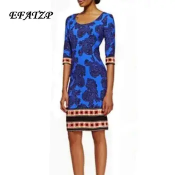 EFATZP Дизайнерское платье для хай-стрит, женские великолепные шелковые платья из джерси с геометрическим принтом и коротким рукавом длиной до колен, облегающие