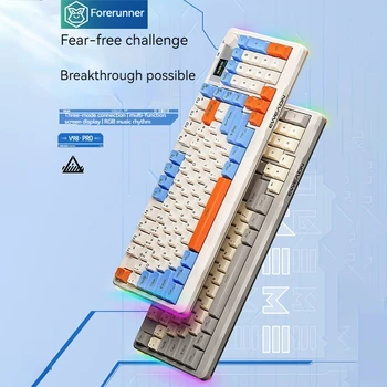 Eweadn V98pro Wireles Bluetooth Трехрежимная клавиатура Мультимедийная Функциональная Клавиша Эргономика 98 клавиш Отключения звука Офисная клавиатура с Rgb-подсветкой