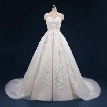 FIDDY898 Свадебное платье без бретелек с раскатами, бальное платье с 3D цветами, платья невесты для женщин QW01398