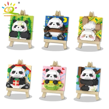 HUIQIBAO DIY Cute Panda Shape Micro Model Набор строительных блоков City Creativity Зоопарк животных Мини Кирпичи Игрушки для детей Подарок малышу