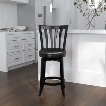 Hillsdale Furniture Savana Поворотный стул с деревянной обивкой высотой 25,5 дюйма, барные стулья для кухни, черный