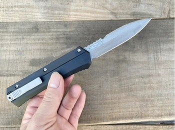 Micro OTF Tech Knife Серии GK Лезвие из Дамасской Стали 58-60HRC Космическая Алюминиевая Ручка Карманный Нож Для Самообороны на открытом воздухе