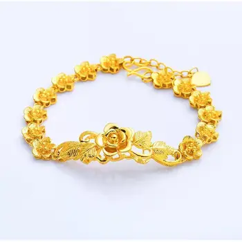 MxGxFam Браслет с Золотыми цветами для женщин Bradial Jewelry из чистого золота 24 карат с кассовым рисунком