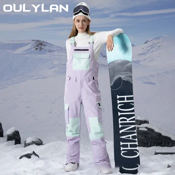 Oulylan Высококачественные лыжные брюки, ветрозащитные и цветные, мужские и женские водонепроницаемые комбинезоны для сноуборда на открытом воздухе