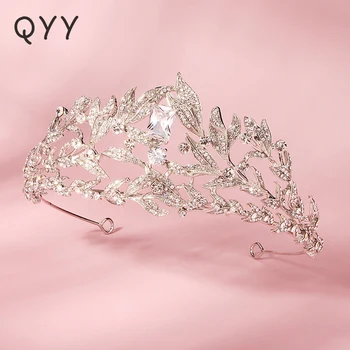 QYY Модная свадебная корона для волос серебристого цвета Со стразами, Диадемы и короны для женщин, Аксессуары, украшения для головного убора невесты